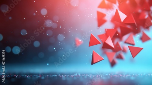 Dynamic red triangles emerge abstract background graphic design digital space close-up energy concept