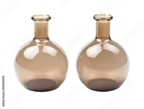 Isolated Two Round Glass Vases