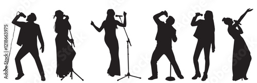 vector silhouette of singers. 