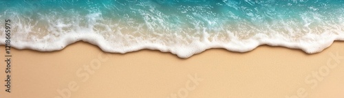 Ocean Wave on Sandy Beach Digital Illustration, Turquoise Water, White Foam, Summer Concept, Beach Scene beach, ocean