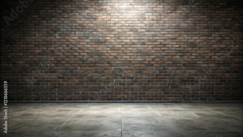 Dark room with tile floor and brick wall background, minimalistdecor, studio,  minimalistdecor photo