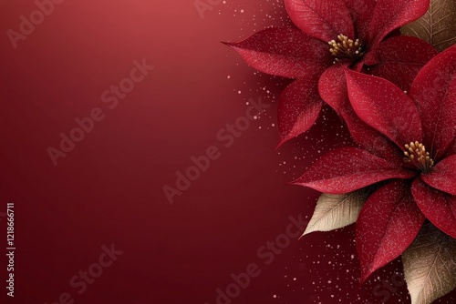 Poinsettia flowers in rich red shades create a festive atmosphere for holiday decorations