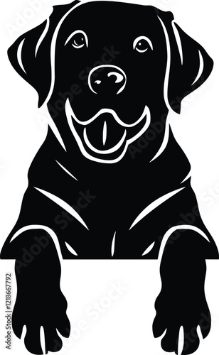 Black and white silhouette vector illustration of a Labrador Retriever dog