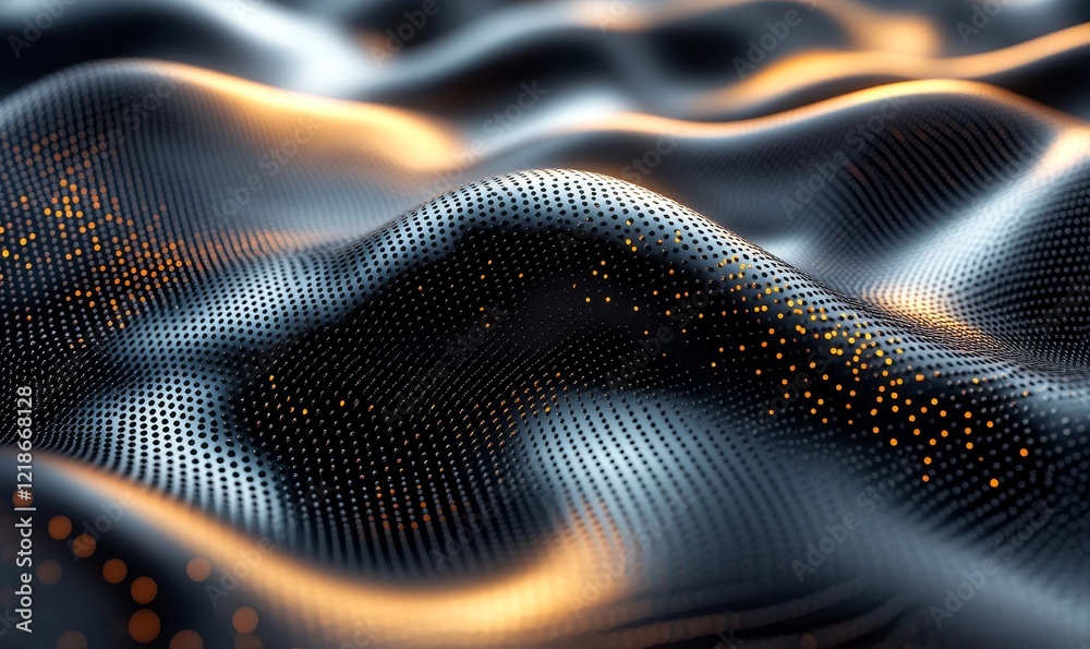 Abstract metallic wave, 3D render, Generative AI Abstract metallic wave, 3D render, Generative AI