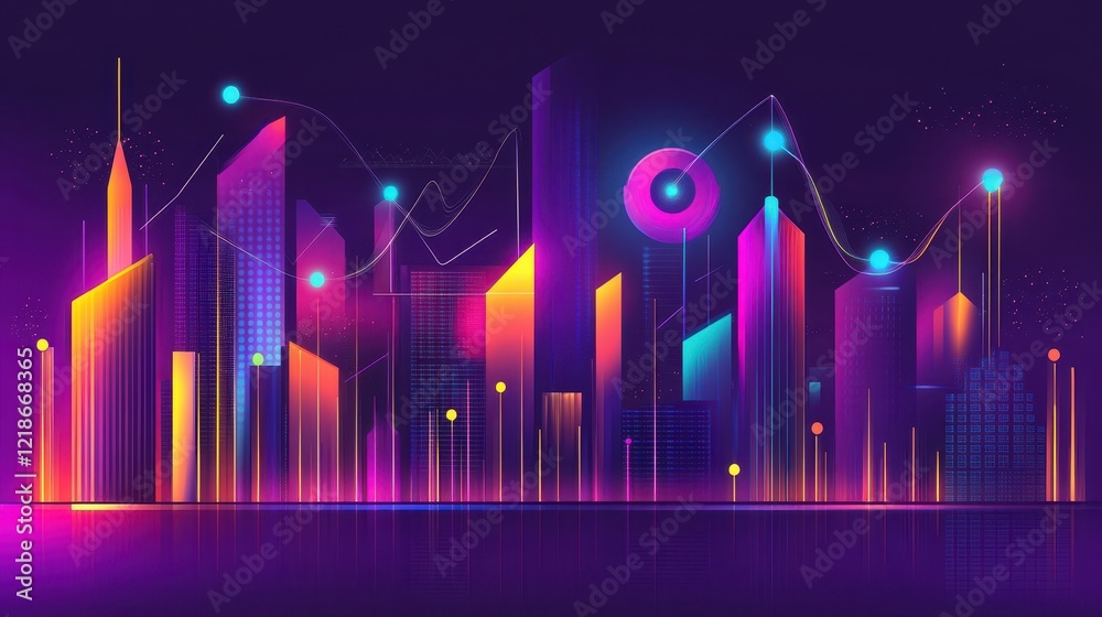 Neon Cityscape Abstract Vibrant Digital Art Neon Cityscape Abstract Vibrant Digital Art