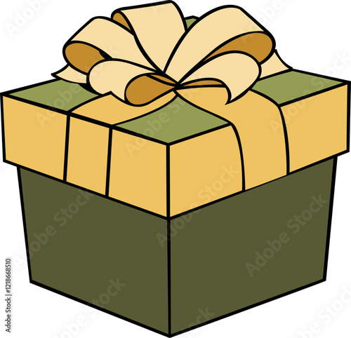 colourful modern gift box with glassy ribbon hand drawn vector image with transparent background 