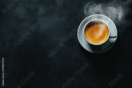 Steaming coffee cup on dark background for cozy mornings