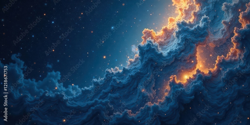 Obraz premium Celestial Cloudscape A Dreamlike Vision of Illuminated Night Skies and Serene, Rolling Clouds