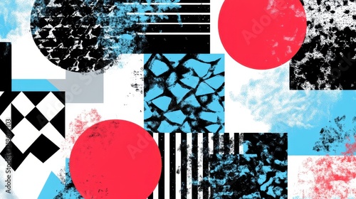 Wallpaper Mural Abstract Geometric Composition with Red and Blue Circles Torontodigital.ca