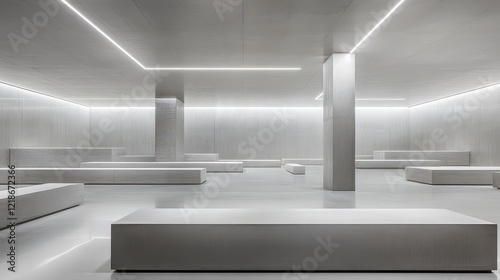 Wallpaper Mural Minimalist Modern Interior Design Space With Benches Torontodigital.ca