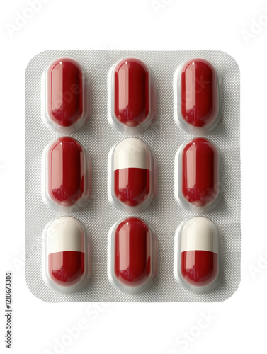 Obraz na płótnie Isolated Blister Pack of Red and White Pills w salonie