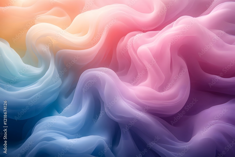 Fototapeta premium Ethereal Abstract Waves in Pastel Colors - Perfect for Creative Design and Backgrounds