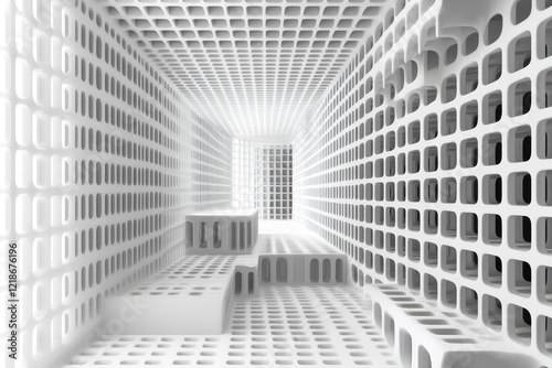 Wallpaper Mural Abstract minimalist grids, modern design, 3d render, Generative AI Torontodigital.ca