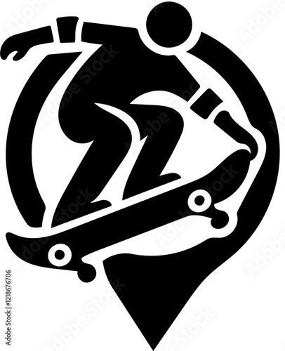 Vector Illustration of a Skateboarder Performing 