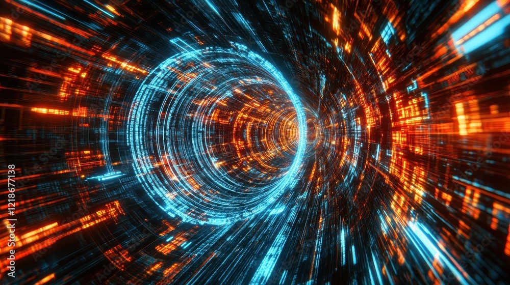 Obraz premium Abstract Digital Tunnel Of Light And Data Streams