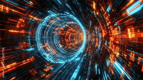 Wallpaper Mural Abstract Digital Tunnel Of Light And Data Streams Torontodigital.ca