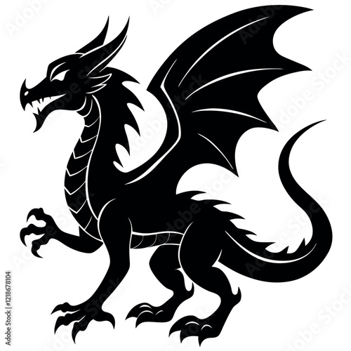 black and white dragon vector illustration