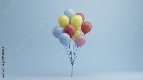 Colorful balloons arranged playfully, symbolizing joy and creativity in a simple yet vibrant design.