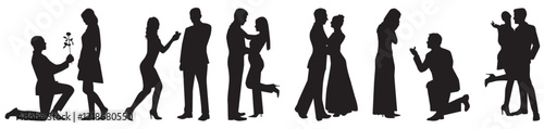 Wallpaper Mural romantic couple silhouettes collection set.  Torontodigital.ca