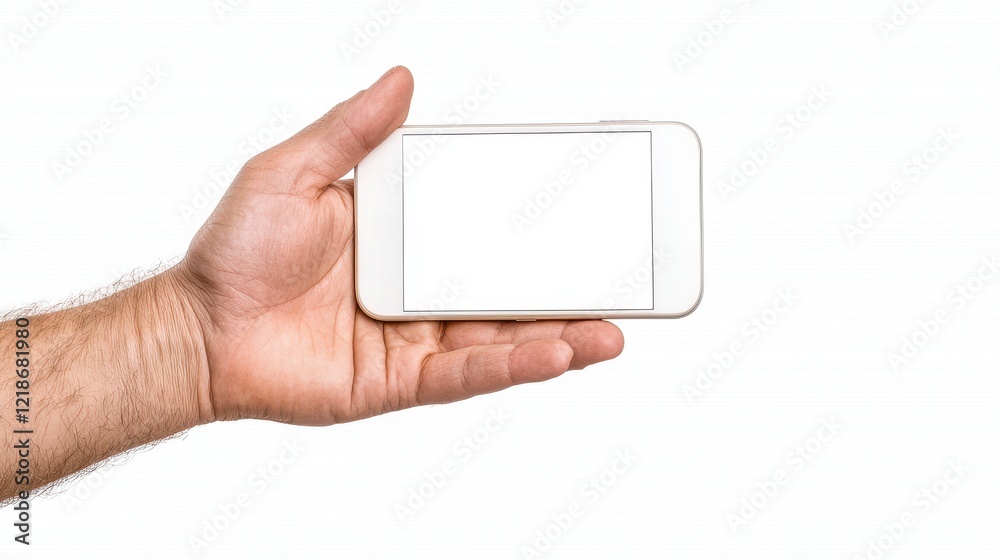Hand Holding Smartphone With Blank White Screen Hand Holding Smartphone With Blank White Screen