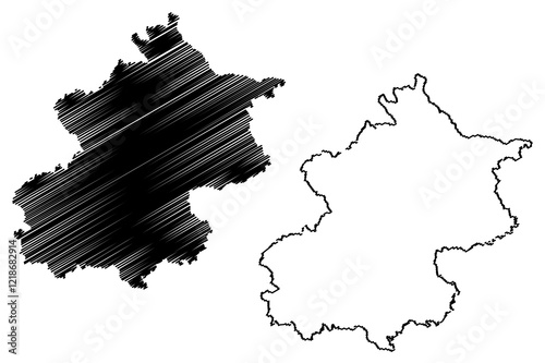 Beijing (Administrative divisions of China, China, People's Republic of China, PRC) map vector illustration, scribble sketch Peking map