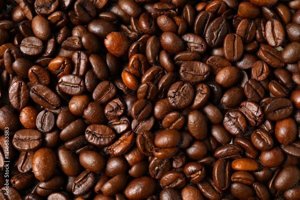 Fototapeta premium Coffee beans background, close up