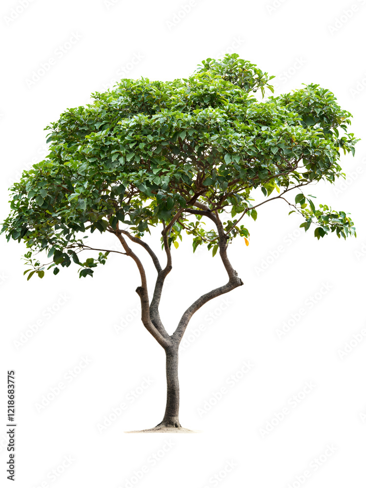a single tree with green leaves and a thick, gnarled trunk on transparent background, cut out, PNG 3D Digital Art. a single tree with green leaves and a thick, gnarled trunk on transparent background, cut out, PNG 3D Digital Art.