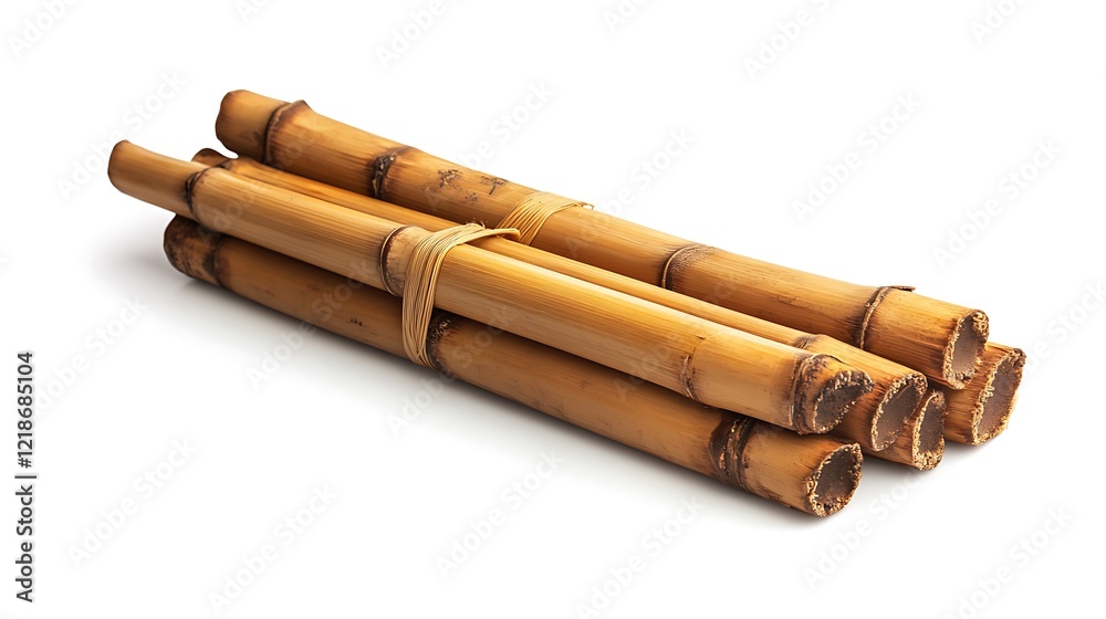 Fototapeta premium Bamboo plant with foliage displayed on a cutout backdrop.