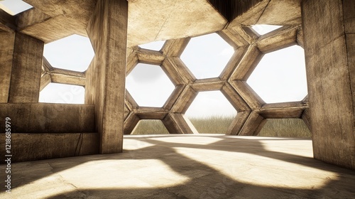 Wallpaper Mural Concrete Hexagonal Structure With Natural Light Torontodigital.ca