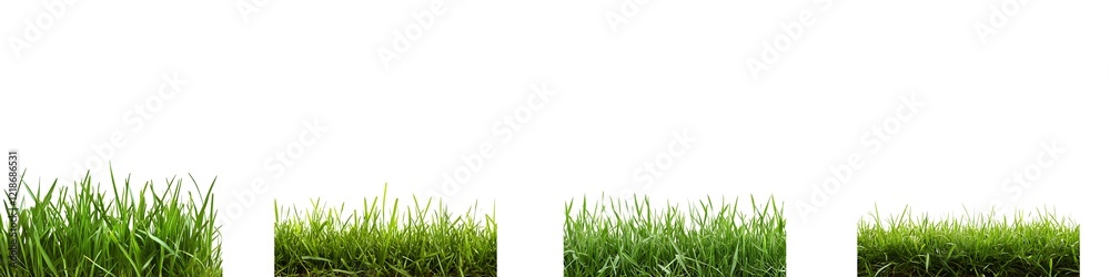Fototapeta premium Set of Green grass border isolated on transparent background