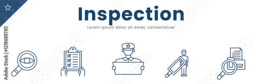 Inspection line Icon Set . Police, inspector, crime. Vector Illustration 