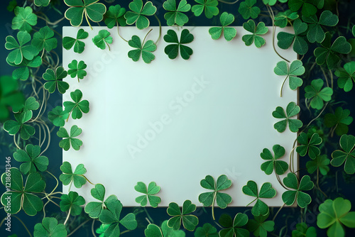 Lucky Shamrock and Clover Border for a Festive St. Patrick s Day Design by Generative AI photo