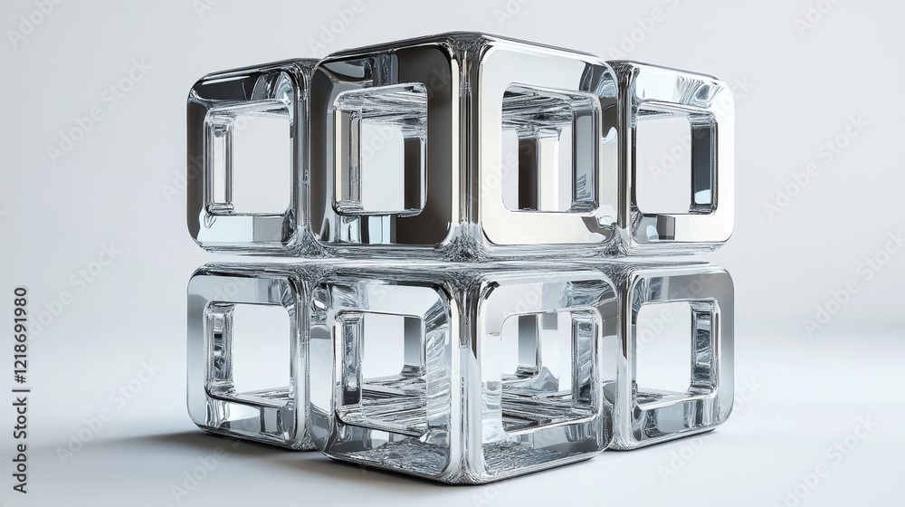 Abstract futuristic cubes, modern design, 3d render, Generative AI Abstract futuristic cubes, modern design, 3d render, Generative AI