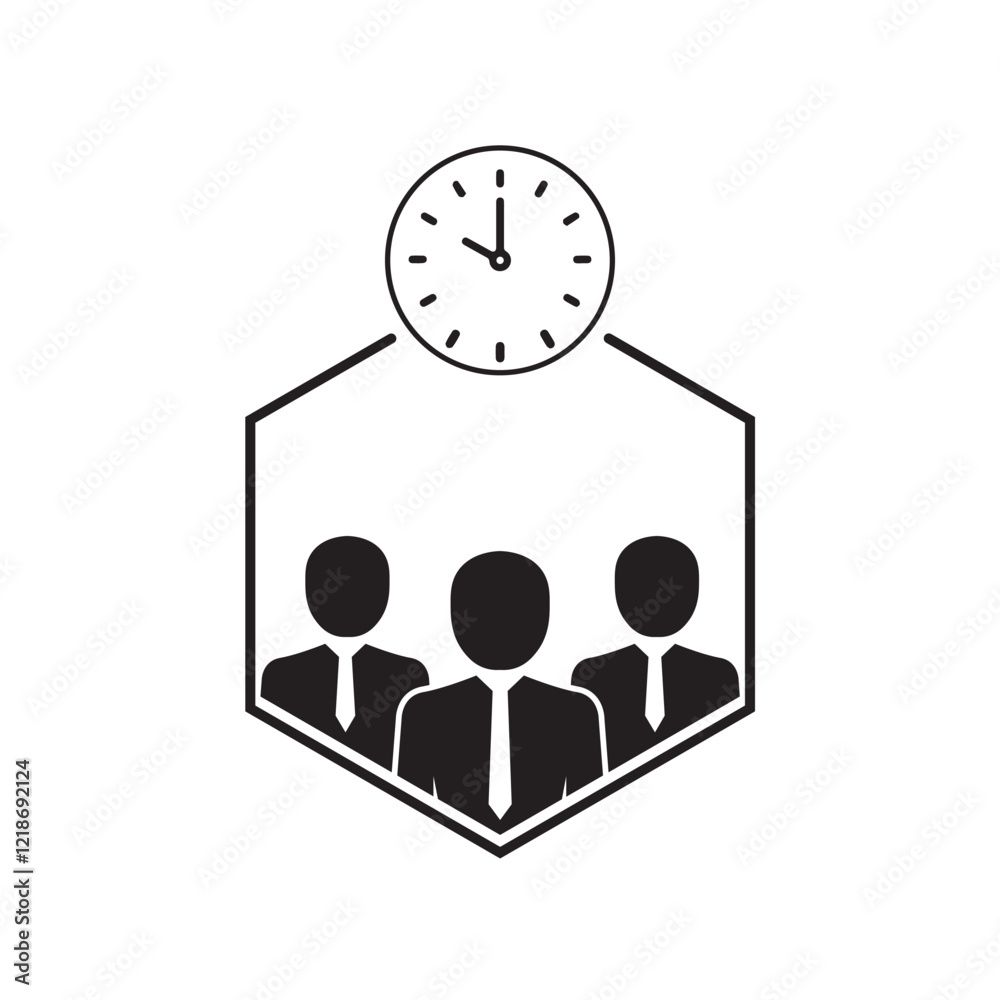 black group of people and clock like meeting deadline. flat trend modern simple date or plan black group of people and clock like meeting deadline. flat trend modern simple date or plan