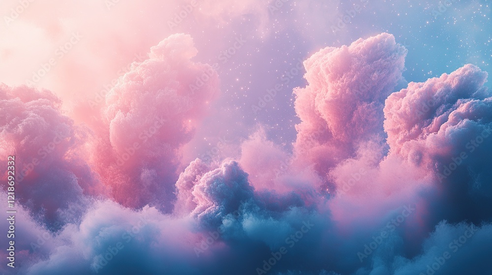 Fototapeta premium Interstellar clouds of dusty rose gradients transitioning into icy steel blue