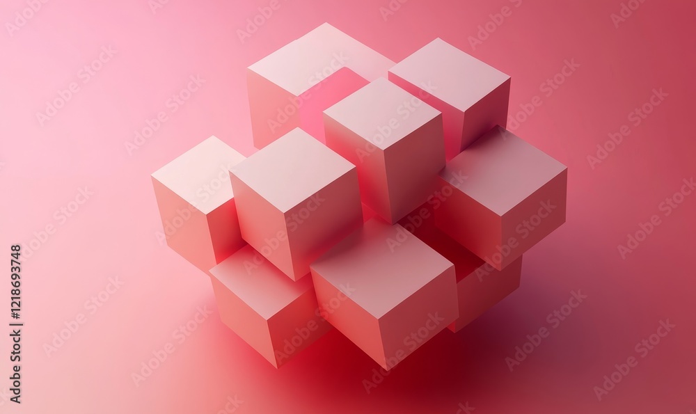 Abstract layered cubes, geometric design, 3d render, Generative AI Abstract layered cubes, geometric design, 3d render, Generative AI
