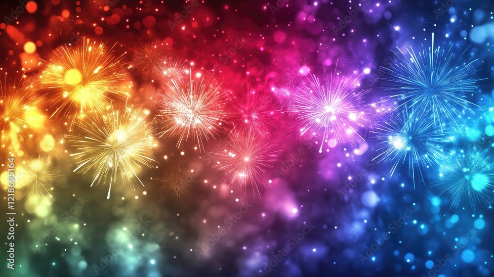 Fototapeta premium Diwali celebration with fireworks and colorful lights - generated AI