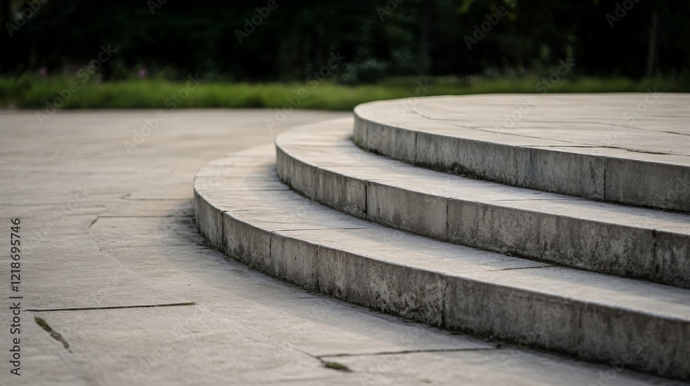 Obraz premium Circular stone steps in a park.