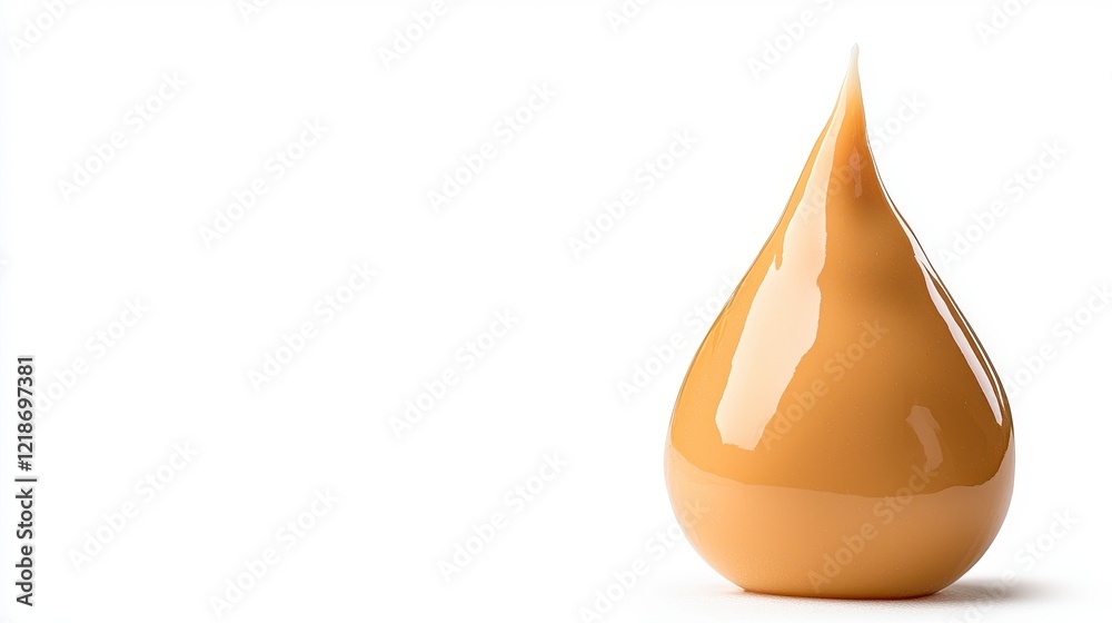 Single Drop of Caramel or Peanut Butter on White Background Single Drop of Caramel or Peanut Butter on White Background