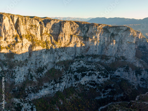 Vikos Gorge from the Oxya Viewpoint in the national park in Vikos-Aoos in zagori, northern Greece. Nature landscape photo