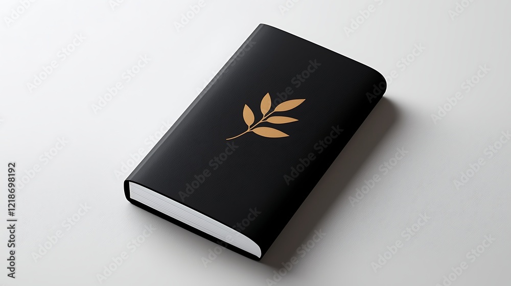 Elegant Black Notebook With Gold Leaf Design Elegant Black Notebook With Gold Leaf Design