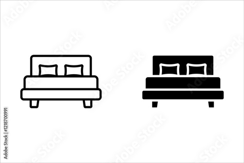 Bed icon Flat set in black and white color