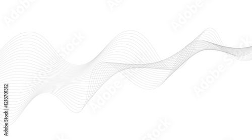 Black Wavy Lines Isolated on White Abstract Background Design, Abstract wave element for design. Digital frequency track equalizer. Stylized line art background.
