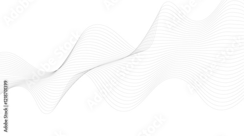 Black Wavy Lines Isolated on White Abstract Background Design, Abstract wave element for design. Digital frequency track equalizer. Stylized line art background.