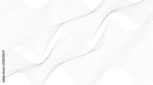 Black Wavy Lines Isolated on White Abstract Background Design, Abstract wave element for design. Digital frequency track equalizer. Stylized line art background.