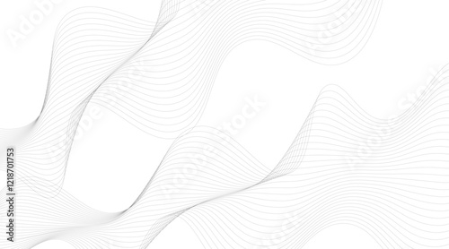 Black Wavy Lines Isolated on White Abstract Background Design, Abstract wave element for design. Digital frequency track equalizer. Stylized line art background.