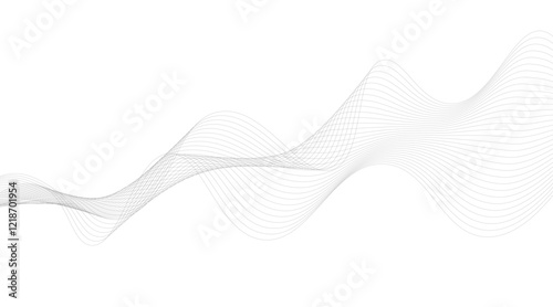 Black Wavy Lines Isolated on White Abstract Background Design, Abstract wave element for design. Digital frequency track equalizer. Stylized line art background.