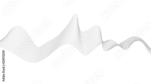Black Wavy Lines Isolated on White Abstract Background Design, Abstract wave element for design. Digital frequency track equalizer. Stylized line art background.