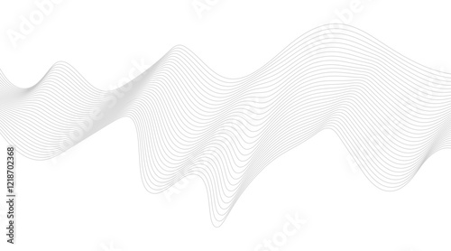 Black Wavy Lines Isolated on White Abstract Background Design, Abstract wave element for design. Digital frequency track equalizer. Stylized line art background.
