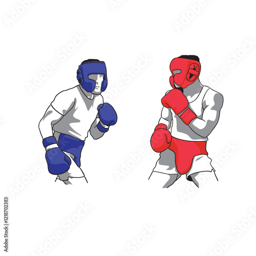 simple vector illustration of boxer sparring match in the ring